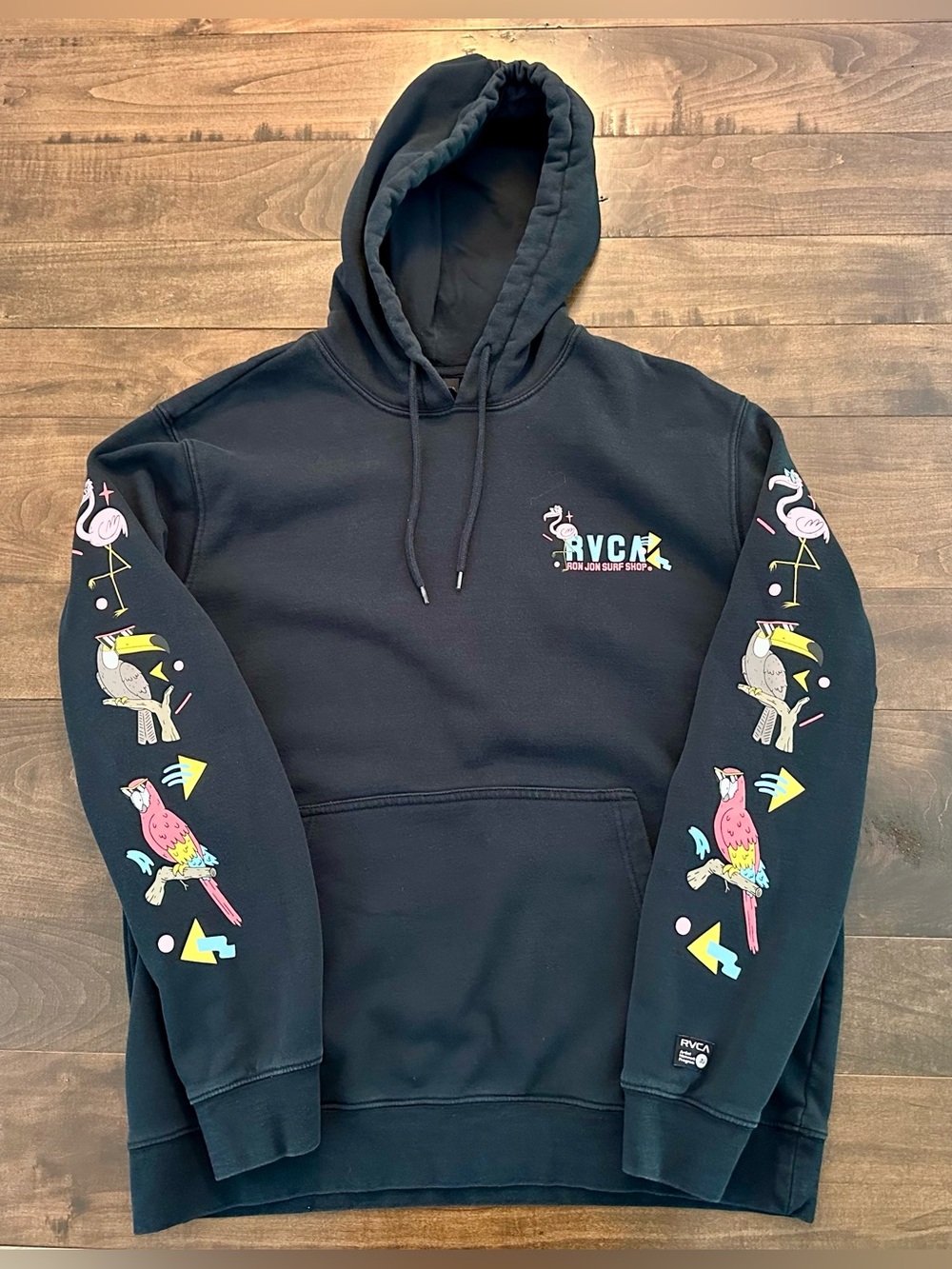🌟 Men’s Ron Jon RVCA Graphic Black Hoodie